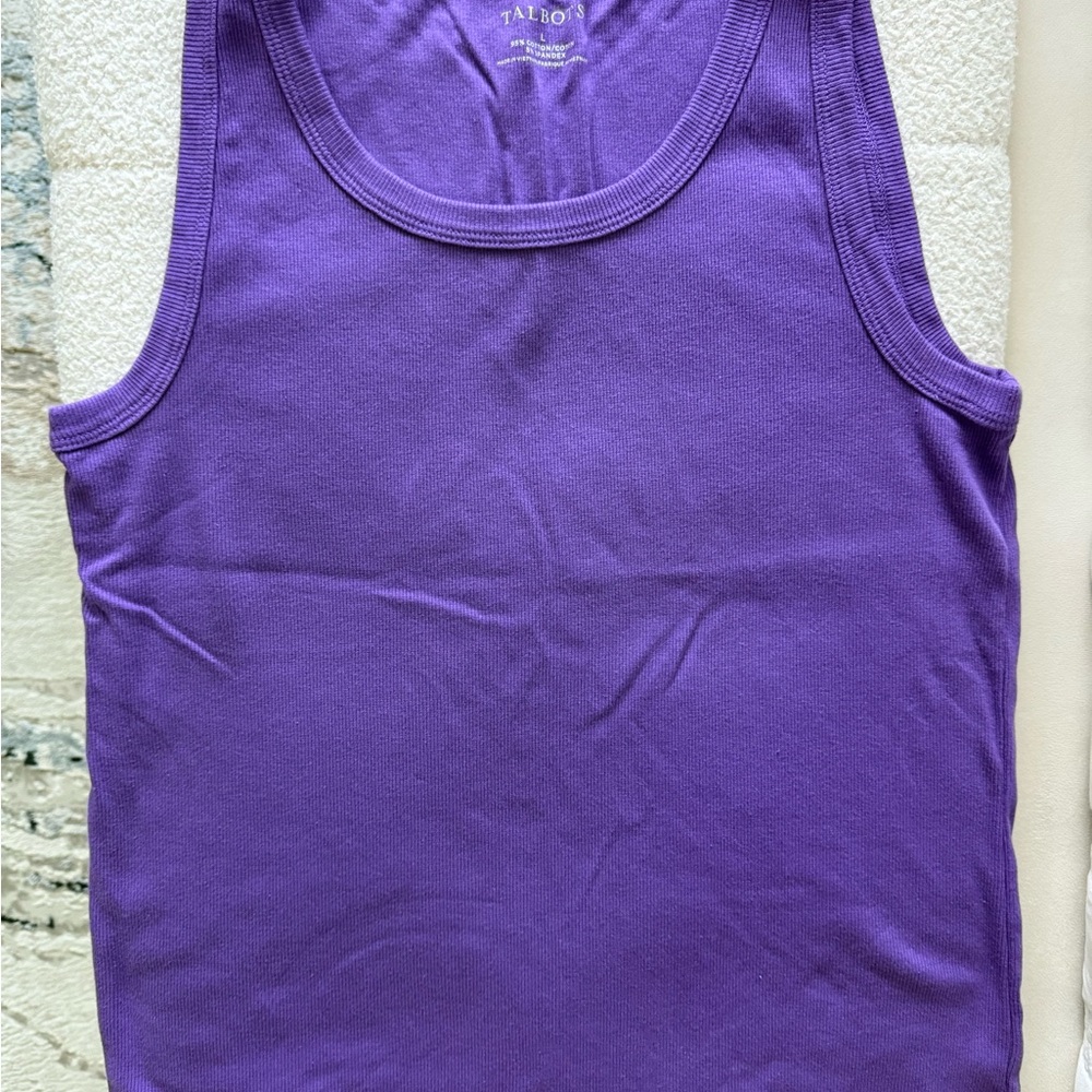 Talbots Purple Ribbed Knit Tank Top